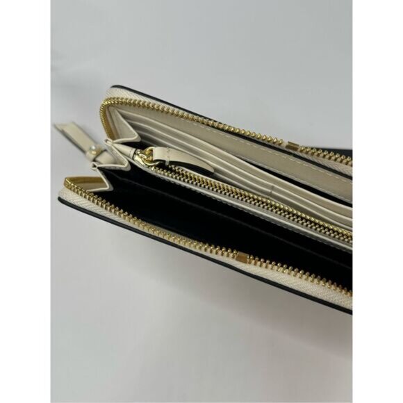 ZAC POSEN Eartha Mini Bow Zipper Leather Continental Wallet Cream NWT - Picture 4 of 11